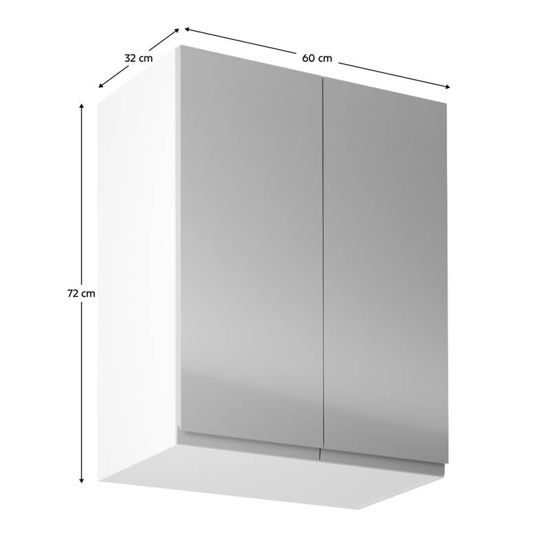 Felsőszekrény, fehér/szürke extra magasfényű, AURORA G602F