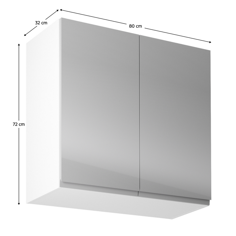 Felsőszekrény, fehér/szürke extra magasfényű, AURORA G80