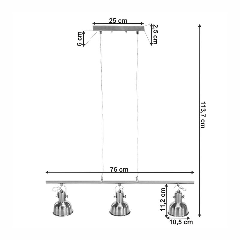 Függőlámpa retro stílusban, fém, matt nikkel, AVIER TYP 4