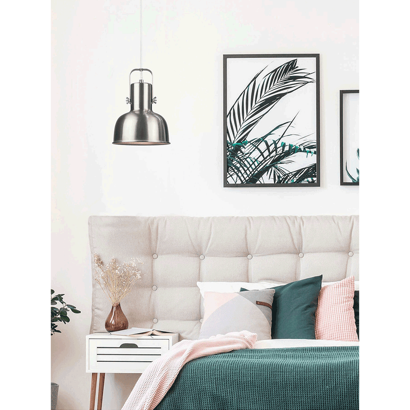 Függőlámpa retro stílusban, fém, matt nikkel, AVIER TYP 3