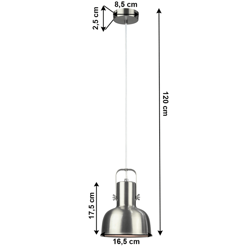 Függőlámpa retro stílusban, fém, matt nikkel, AVIER TYP 3
