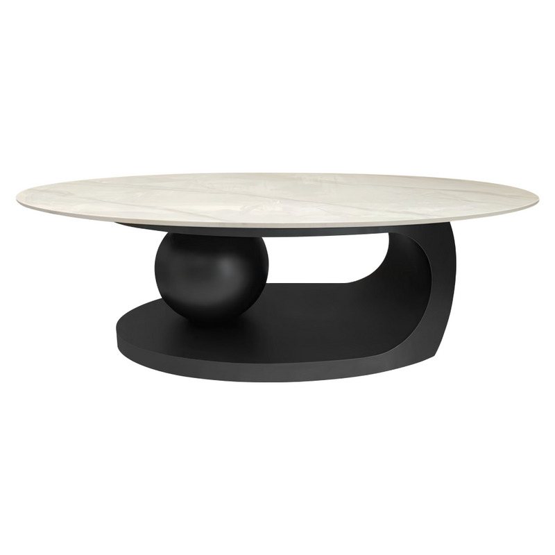 Dohányzóasztal, márvány imitáció/fekete, AXEN