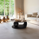 Dohányzóasztal, márvány imitáció/fekete, AXEN