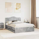 vidaXL Ágykeret fiókkal tárolóval Betonszürke 150 x 200 cm Mérnöki Fa