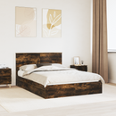 vidaXL Tárolós Ágy fejtámlával Füstölt tölgy 135 x 190 cm Faanyag