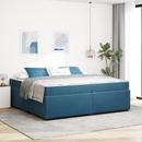 vidaXL Ágykeret matracmal Sötét kék 200 x 200 cm szövet