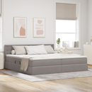vidaXL LED tárolós ágy matraccal Tópszínű 200 x 200 cm Szövet