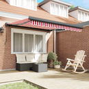 vidaXL Behúzható napellenző Piros és Fehér 350 x 250 cm