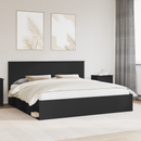 vidaXL Ágykeret fejtámlával Fekete 200 x 200 cm Tömör fenyőfa