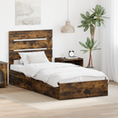 vidaXL Tárolós Ágy fejtámlával Füstölt tölgy 70 x 190 cm Faanyag