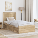 vidaXL Ágykeret fejtámlával Sonoma tölgy 75 x 190 cm Tömör fenyőfa