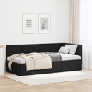 vidaXL Sarokágy keret fejtámlával Fekete 90 cm x 200 cm Bársony