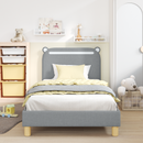 vidaXL Gyerekágy kerettel fejtámlával Világosszürke 90 x 190 cm Szövet