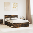 vidaXL Ágykeret fejtámlával Füstölt tölgy 140 x 200 cm Tömör fenyőfa