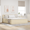 vidaXL LED tárolós ágy matraccal Krém 180 x 200 cm Szövet