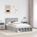 vidaXL Ágykeret polcokkal tárolóval Beton Szürke 120 x 190 cm Faanyag