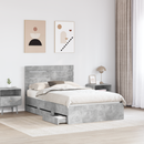 vidaXL Ágykeret fiókkal tárolóval Beton Szürke 135 x 190 cm Mérnöki Fa