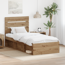 vidaXL Ágykeret fejtámlával Művészi tölgy 75 x 190 cm Tömör fenyőfa