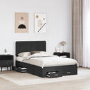 vidaXL Ágykeret fejtámlával fiókkal Fekete 135 x 190 cm Faanyag