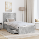 vidaXL Ágykeret fejtámlával fiókkal Beton Szürke 90 x 190 cm Faanyag