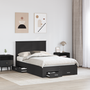 vidaXL Ágykeret fejtámlával fiókkal Fekete 135 x 190 cm Faanyag