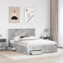 vidaXL Ágykeret fejtámlával fiókkal Beton Szürke 150 x 200 cm Faanyag