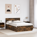 vidaXL Ágykeret fejtámlával Füstös Tölgy 150 x 200 cm Szerelt Fa