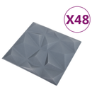 vidaXL Fali panelek 48 pcs Gyémánt Szürke 50 x 50 cm XPS Hab