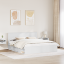 vidaXL Ágykeret fejtámlával Fehér 200 x 200 cm Faanyag