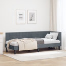 vidaXL Sarokágy keret fejtámlával Sötétszürke 80 cm x 200 cm Bársony