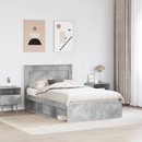 vidaXL Ágykeret fejtámlával Beton Szürke 135 x 190 cm Tömör fenyőfa