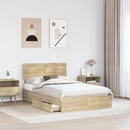vidaXL Tárolós Ágy fejtámlával Sonoma tölgy 135 x 190 cm Faanyag