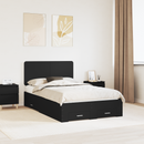 vidaXL Ágykeret fejtámlával fiókkal Fekete 135 x 190 cm Faanyag