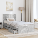 vidaXL Ágykeret fiókkal tárolóval Beton Szürke 90 x 200 cm Mérnöki Fa