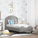 vidaXL Gyerekágy keret fejtámlával Világosszürke 70 x 140 cm Bársony