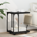 vidaXL Oldal asztal polcokkal Fekete tölgy 50 x 35 x 55.5 cm Faanyag