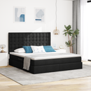vidaXL LED tárolós ágy matraccal Fekete 160 x 200 cm Szövet