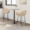 vidaXL Bárszék 2 pcs 55 x 52 x 92 cm Rattan és Vas