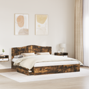 vidaXL Tárolós Ágy fejtámlával Füstölt tölgy 180 x 200 cm Faanyag