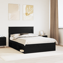 vidaXL Ágykeret fejtámlával Fekete 150 x 200 cm Tömör fenyőfa