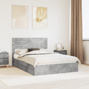 vidaXL Tárolós Ágy fejtámlával Beton Szürke 150 x 200 cm Faanyag