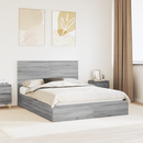 vidaXL Tárolós Ágy fejtámlával Szürke Sonoma 150 x 200 cm Faanyag