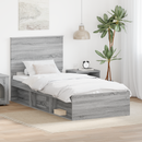vidaXL Ágykeret fejtámlával Szürke Sonoma 75 x 190 cm Tömör fenyőfa