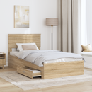 vidaXL Ágykeret fiókkal tárolóval Sonoma Tölgy 100 x 200 cm Szerelt Fa