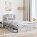 vidaXL Ágykeret fiókkal tárolóval Beton Szürke 90 x 200 cm Mérnöki Fa