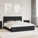 vidaXL Ágykeret fiókkal fejtámlával Fekete 180 x 200 cm Mérnöki Fa