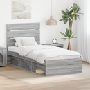 vidaXL Ágykeret fejtámlával Szürke Sonoma 90 x 200 cm Tömör fenyőfa