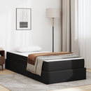 vidaXL Ágy tárolóval és matraccal matracmal tárolóval 2 pcs Fekete Bőr