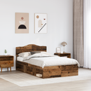 vidaXL Ágykeret fejtámlával Öreg fa 135 x 190 cm Tömör fenyőfa