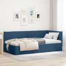 vidaXL Sarokágy keret fejtámlával Kék 100 x 200 cm szövet
